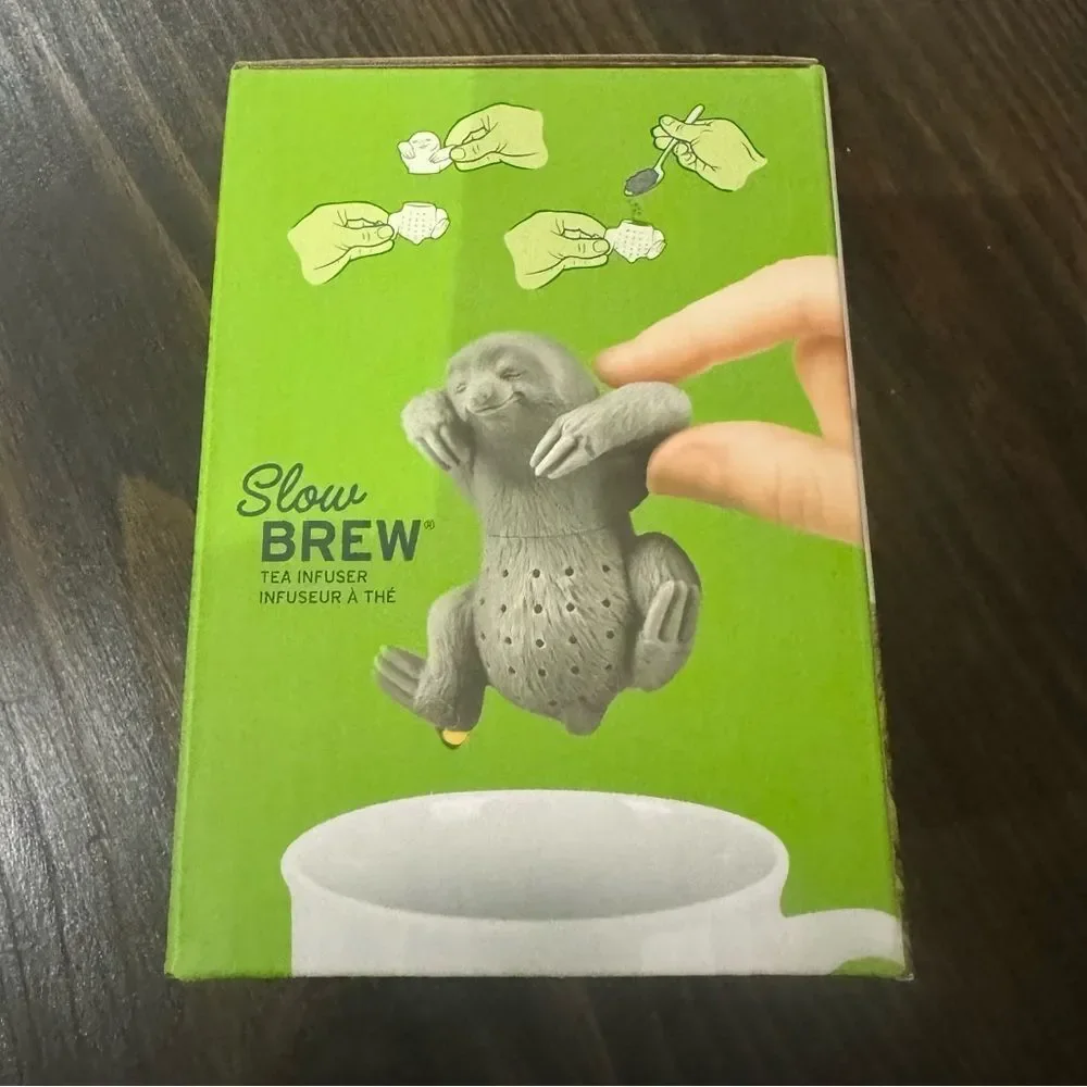 “Don’t Hurry Be Happy” tea mug and sloth slow brew diffuser gift set NIB